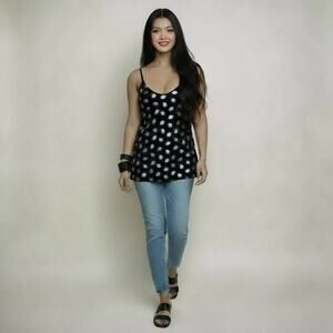 No Boundaries Womens 2XL‎ Blue Tank Top w/Kisses Throughout Stretchy Comfortable